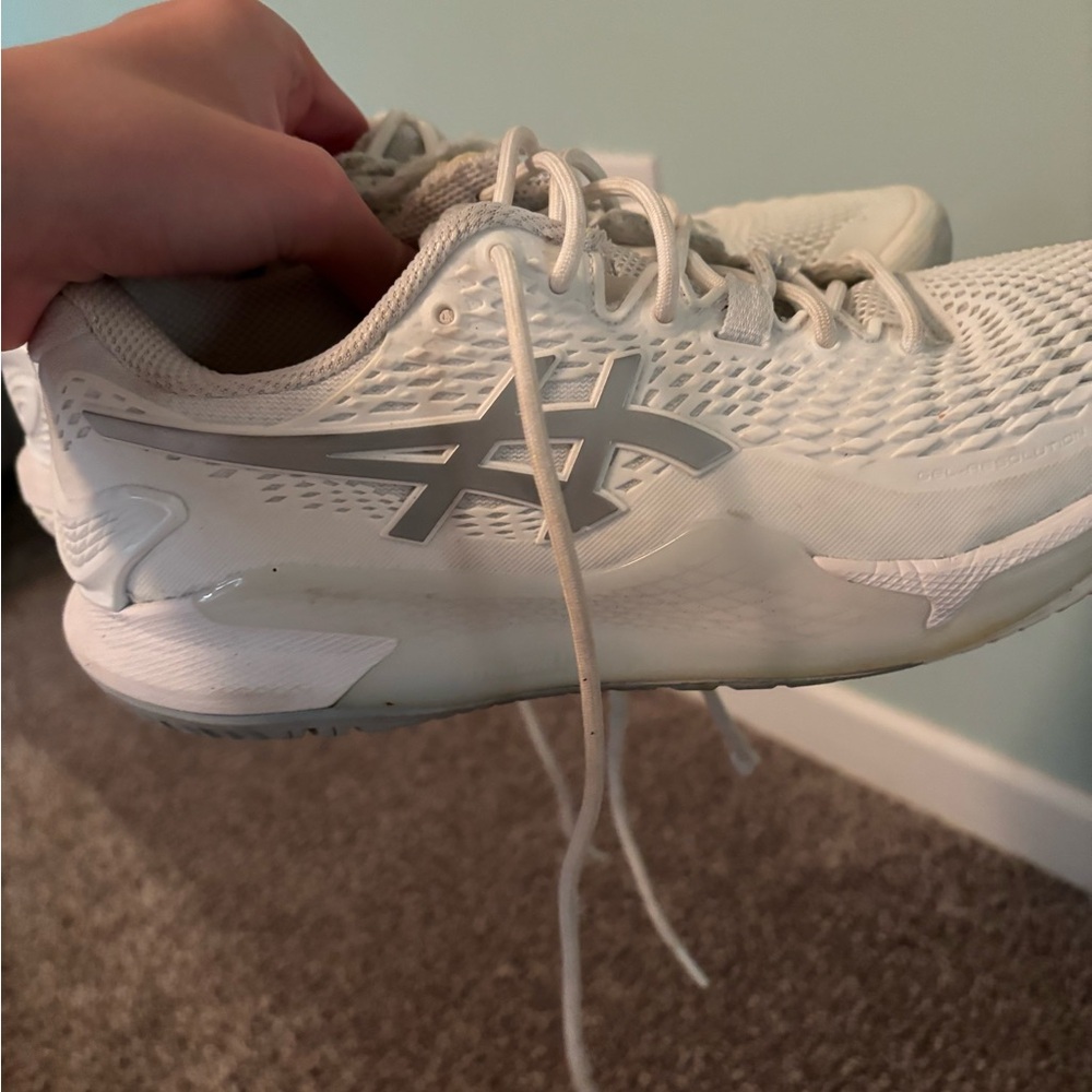 ASICS White and Light Gray Court Shoes
